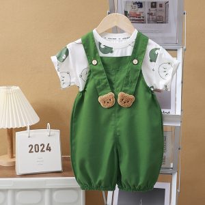 Stylish Summer Overalls Set for Boys and Girls, Short-Sleeved Overalls