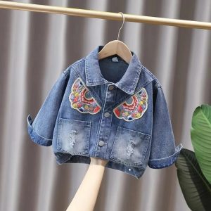 Outerwear Denim Coats Kids Jacket for Girl Clothes Children's Clothing Baby Harajuku Fairy Streetwear Vintage Casual Spring Cute