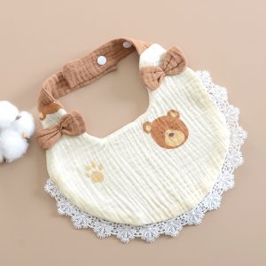 6-layer gauze lace neck warmer bib, Korean style, pure cotton baby