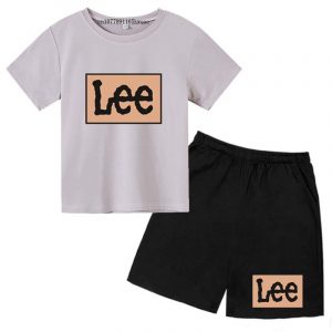 Kids Summer Simple Casual Letter Print 2pcs Short Sleeve+Shorts Pants Sportsuits 2-13 Years Boys Girls Outfits Children Clothes