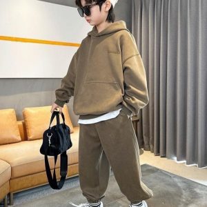 Autumn Children Boy Clothes Set Letter Printed Sweatshirts Pullover Top and Pants 2 Pieces Suit Teenage Girls Hoodies Tracksuits