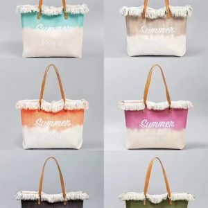 Embroidered Tote Bag with Tassels