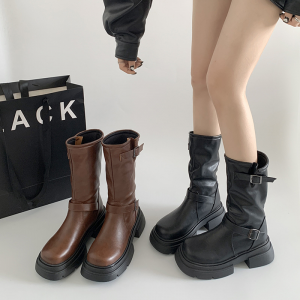 English-style brown retro versatile platform moccasins