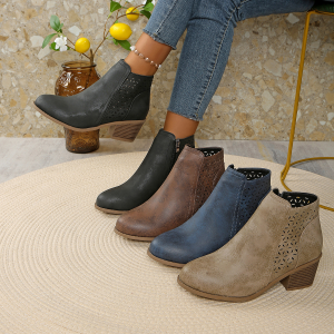 New model of open-toe low-heeled square-heel cross-border European style women's boots