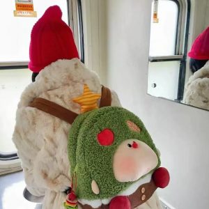 Japanese-Style "Ins" Aesthetic Cute Cartoon Apple Tree Plush Backpack