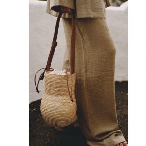 Gourd-Shaped Woven Straw Shoulder Bag