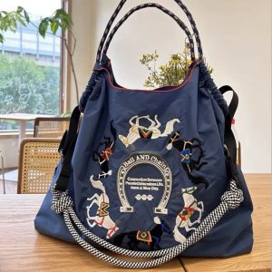 Influencer-Style Horse-Themed Embroidered Eco-Friendly Tote Bag with Ball Chain