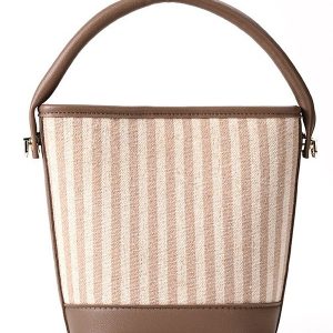 New Arrival: Amazon Cross-Border Style — Simple Brown Striped Bucket Bag