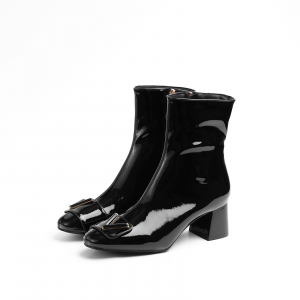 Winter and autumn European style pointed-toe thick-soled versatile mid-calf short boots for women