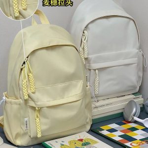 Japanese-Style "Ins" Aesthetic Solid-Color School Backpack for Women — Casual & Collegiate