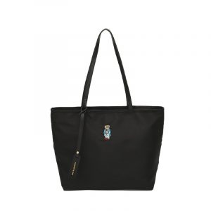 New Women's Handbag: Canvas Tote with Bear Embroidery