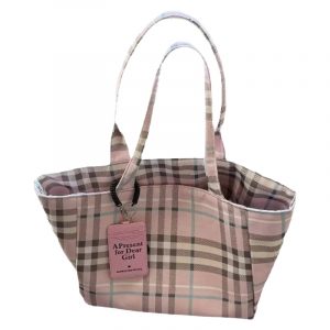 Women's Large-Capacity Pink Plaid Tote Bag