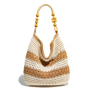Summer Cross-Border Women's Woven Tote Bag — Striped Knit Bag