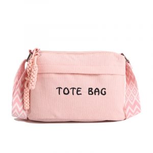 Casual Corduroy Crossbody Bag with Wide Strap