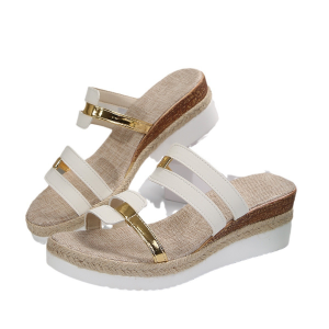 Flat-bottomed slope and fish-mouth style casual women's flip-flops