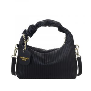 Retro-Textured Vertical-Stripe Handbag