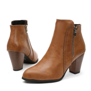European and American retro colored thick-soled outdoor boots with side zippers
