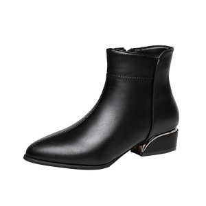 Women's pointed-toe side-zipped mid-heel Dr. Martens boots with thick heels