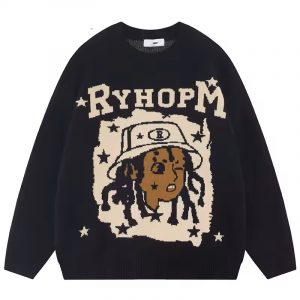 Warm Mens Knitted Sweater Fashion Jacquard O Neck Knit Pullovers