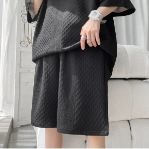 Summer Men's Casual Jacquard Two-Piece Set Teenager Woven