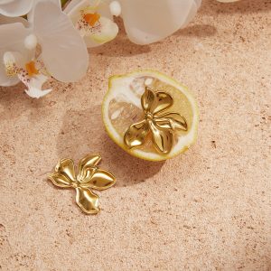Fashion Women Jewelry Set Stainless Steel Metal Flower Pendant Necklace