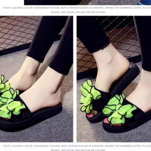 Ladies' one-shoulder slippers, butterfly flower women's beach shoes