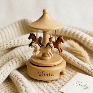 Wooden Carousel Music Box